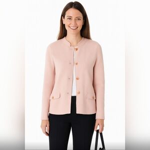 Talbots Pink Jacket Cotton Blend Neru Collar, M